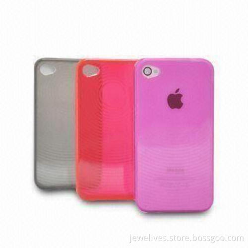 TPU Cover for iPhone 4, with Circular Pattern Design and Clear Low Profile Slip-on
